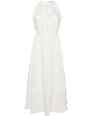 Sandro Crochet-Trim Linen Midi Dress - White