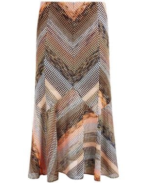 Missoni Ausgestellter Lamé-Midirock Mit Patchwork-Optik - Braun