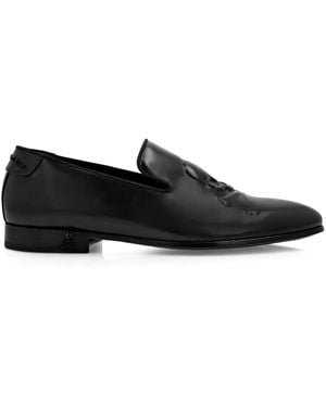 Philipp Plein Skull-Embossed Leather Loafers - Black