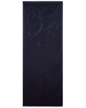 Etro Écharpe En Jacquard De Soie Et Laine À Motif De Pampilles Ton Sur Ton - Bleu