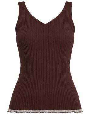 Twinset Knit Top With Ruffles - Brown