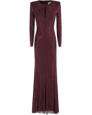 Self-Portrait Embellished Long-Sleeved Dress - Purple