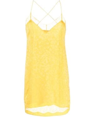 Zadig & Voltaire Lace-Trim Silk-Jacquard Minidress - Yellow