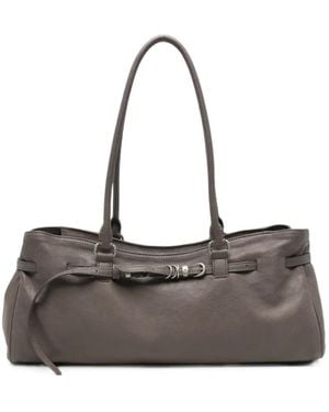 Marge Sherwood Buckle-Detail Leather Shoulder Bag - Grey