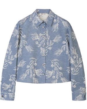 Ports 1961 Floral-Embroidered Jacket - Blue
