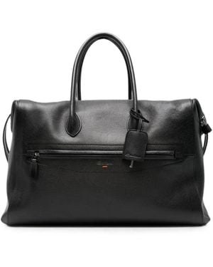Santoni Bolso De Viaje De Piel Granulada - Negro