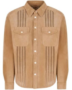 Marni Cut-Out Flap-Pocket Shirt - Brown
