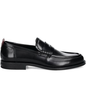 HUGO Penny-Slot Leather Loafers - Black