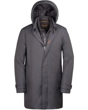 Moorer Layered Hooded Coat - Gray