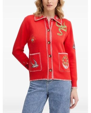 Never Fully Dressed Bestickter Mystical Cardigan - Rot