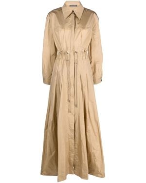 Alberta Ferretti Taffeta Drawstring-Waist Maxi Dress - Natural