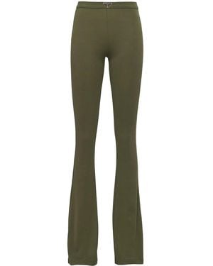 Prada Pantaloni Svasati Con Logo - Verde