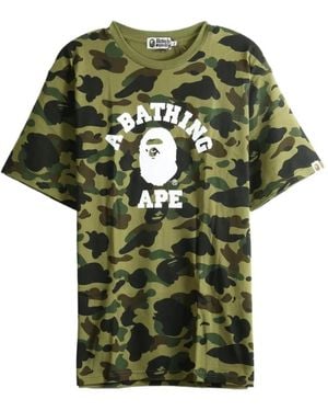 A Bathing Ape Camo-Print Logo-Print T-Shirt - Green