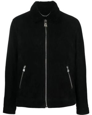 Billionaire Aviator Zip-Up Bomber Jacket - Black
