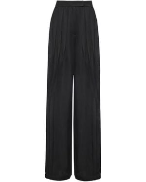 Nissa Mid-Rise Pleated Trousers - Black
