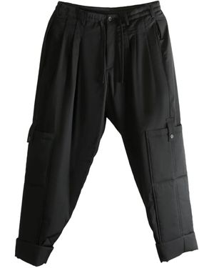 Yohji Yamamoto Pleated Cargo Trousers - Black