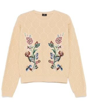 Etro Pullover mit Blumenstickerei - Natur