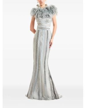 Gemy Maalouf Feather-Trim Bolero - White