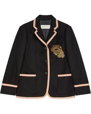 Dries Van Noten Embroidered Wool Blazer - Black