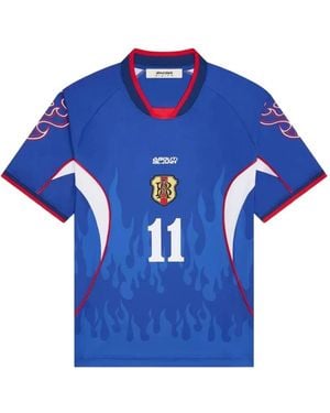 About Blank Flame-Print Football T-Shirt - Blue