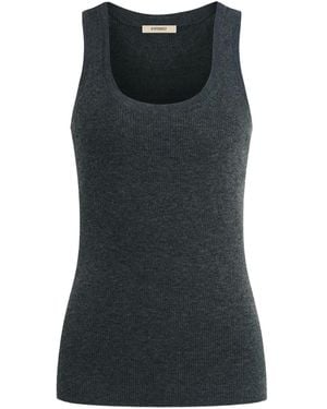 12 STOREEZ Ribbed Tank Top - Black