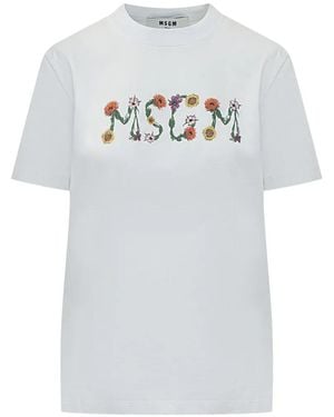 MSGM Floral T-Shirt - Grey