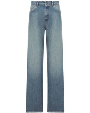 Miu Miu Embroidered-Logo Regular Jeans - Blue