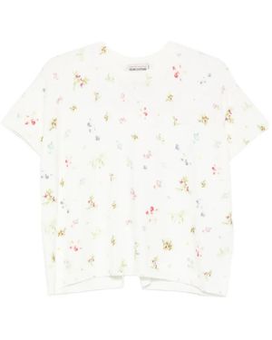 Semicouture T-Shirt À Fleurs - White
