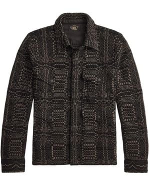 RRL Geometric Knitted Overshirt - Black