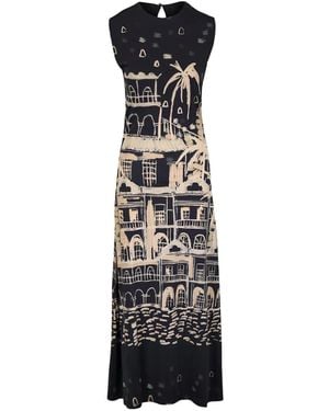 Johanna Ortiz Vestido Midi Con Detalle Estampado - Blanco