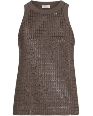 Brunello Cucinelli Cotton Tank Tops - Brown