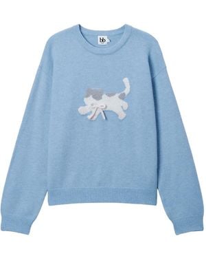 B+ AB Appliqué Crew-Neck Sweater - Blue