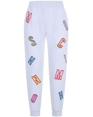 Moschino Logo-Embroidered Track Pants - White