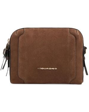 Piquadro Suede-Panelled Shoulder Bag - Brown