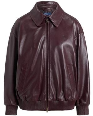 Polo Ralph Lauren Leather Bubble Zip Jacket - Purple