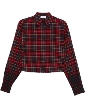 Off-White c/o Virgil Abloh Cropped Plaid Shirt With Graphic Print - Red