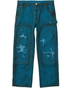 KAMIYA Distressed Cotton Pants - Blue