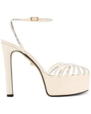 ALEVI Eva Crystal-Embellished Platform Sandals - White