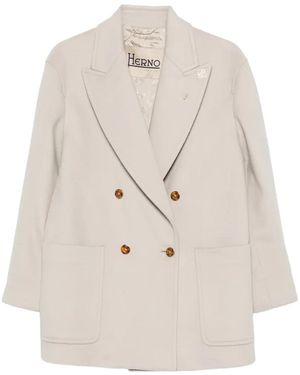 Herno Cappotto Doppiopetto Con Revers A Lancia - Bianco