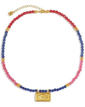 Ottoman Hands Arden Evil Eye Gemstone Beaded Necklace - White
