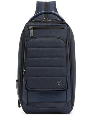 Piquadro Logo-Plaque Shoulder Bag - Blue