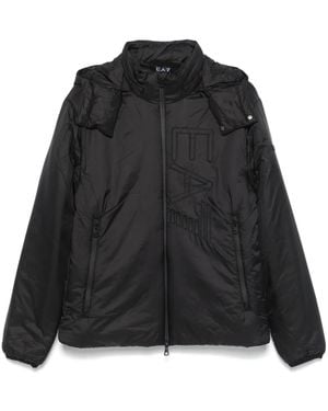 EA7 Logo-Embroidered Puffer Jacket - Black