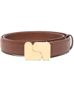 Soeur Ninon Textured Buckle Leather Belt - Brown