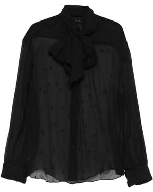 ALAINPAUL Rose-Embroidered Sheer Blouse - Black