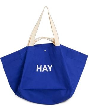 Hay Logo-Print Cotton Tote Bag - Blue