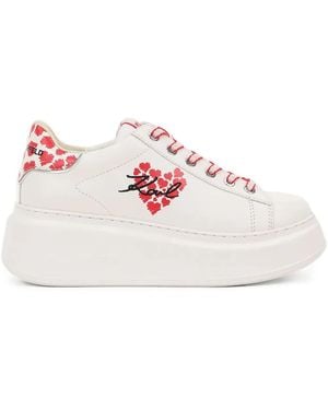Karl Lagerfeld Heart-Print Platform Trainers - Pink