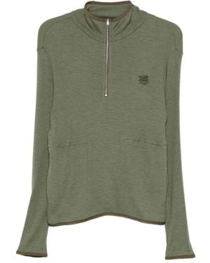 RANRA Logo-Embroidered Half-Zip Sweatshirt - Green