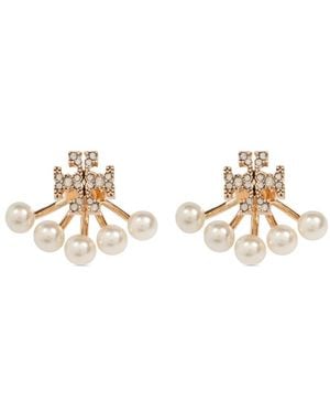 Tory Burch Moondance Pearl Front-Back Earrings - Metallic