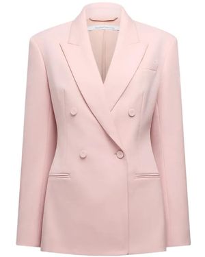 Another Tomorrow Double-Breasted Tailored Jacket - Pink