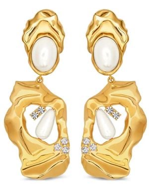 Oscar de la Renta Hammered Clip-On Earrings - Metallic